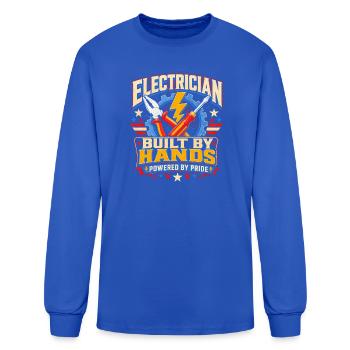 La fierté de l’électricien construite à la main - T-shirt à manches longues Homme - bleu roi - Devant