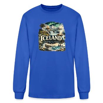 Minimalist Iceland Travel Poster |Landscape poster - Men's Long Sleeve T-Shirt - royal blue - Front