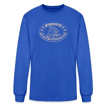 Introverted But Willing to Discuss Pizza Vintage - Men's Long Sleeve T-Shirt - royal blue - Front