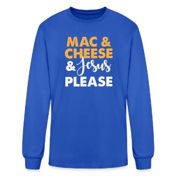 Mac & Cheese & Jesus Please - Men's Long Sleeve T-Shirt - royal blue - Front
