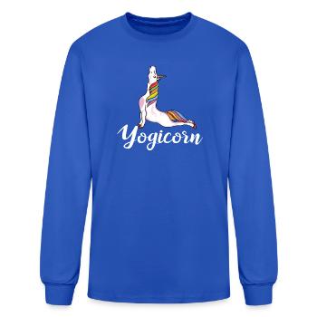 Yogicorn Unicorn Yoga Workout - Men's Long Sleeve T-Shirt - royal blue - Front