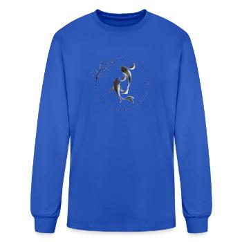 Koi Circle Duo Sumi Ink Art - Men's Long Sleeve T-Shirt - royal blue - Front