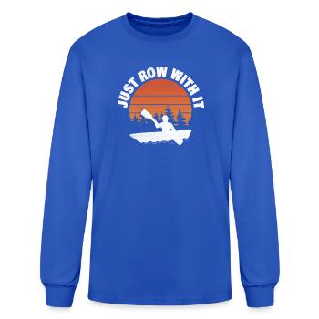 Just Row With It Sunset Kayak - Men's Long Sleeve T-Shirt - royal blue - Front