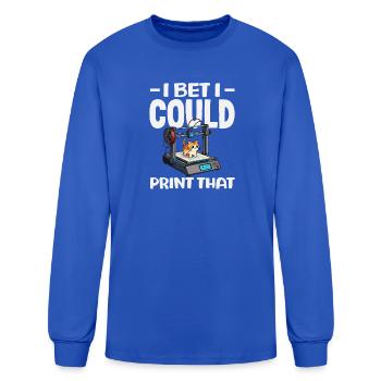 I Bet I Could Print That Funny 3D Printing Cat - Men's Long Sleeve T-Shirt - royal blue - Front