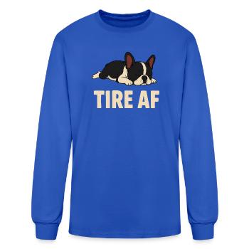 Tire AF Sleeping French Bulldog Dog Lover Humor - Men's Long Sleeve T-Shirt - royal blue - Front