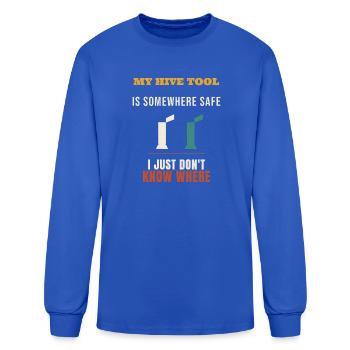 Beekeeper My Hive Tool Is Somewhere Safe Funny Bee - Men's Long Sleeve T-Shirt - royal blue - Front
