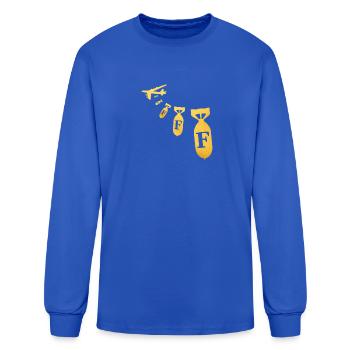 Gold Jet Bombs F Monogram - Men's Long Sleeve T-Shirt - royal blue - Front