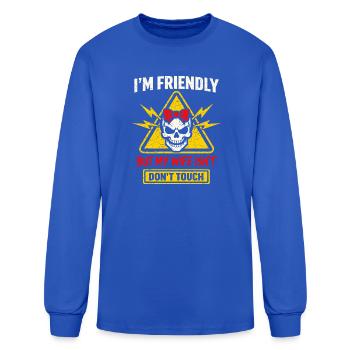 Je suis sympathique Mais mon mari n’est pas drôle Cadeau - T-shirt à manches longues Homme - bleu roi - Devant