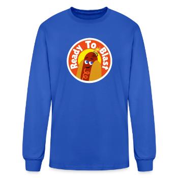 Ready to blast hot dog design  - Men's Long Sleeve T-Shirt - royal blue - Front