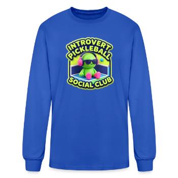 Introvert Pickleball Social Club T-Shirt  - Men's Long Sleeve T-Shirt - royal blue - Front