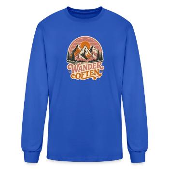 Wander_Often_Vintage_Mountain_Adventure_T-Shirt - Men's Long Sleeve T-Shirt - royal blue - Front