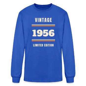 Vintage 1956 - 70th Birthday Born in 1956 Funny - Men's Long Sleeve T-Shirt - royal blue - Front