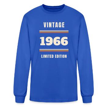 Vintage 1966 - 60th Birthday Born in 1966 Funny - Men's Long Sleeve T-Shirt - royal blue - Front