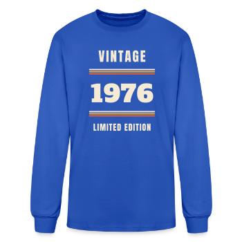 Vintage 1976 - 50th Birthday Born in 1976 Funny - Men's Long Sleeve T-Shirt - royal blue - Front