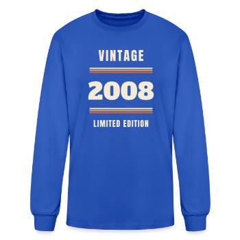 Vintage 2008 - 18th Birthday Born in 2008 Funny - Men's Long Sleeve T-Shirt - royal blue - Front