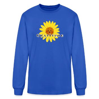 Gratitude Sunflower Emblem - Men's Long Sleeve T-Shirt - royal blue - Front