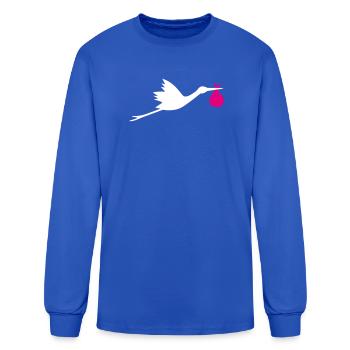 Stork with Pink Droplet - Men's Long Sleeve T-Shirt - royal blue - Front