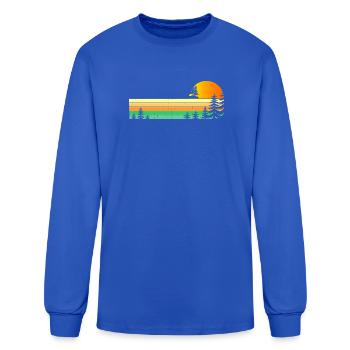 Sunset Pines Retro Landscape - Men's Long Sleeve T-Shirt - royal blue - Front