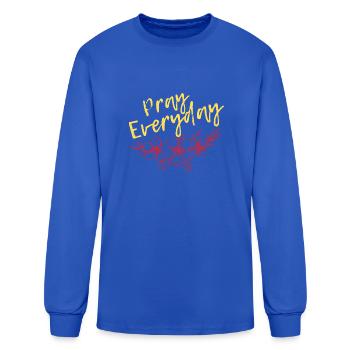 Pray Everyday - Men's Long Sleeve T-Shirt - royal blue - Front