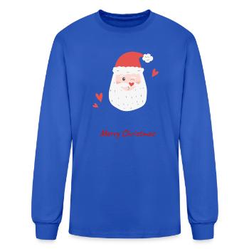 Santa Wink Hearts - Men's Long Sleeve T-Shirt - royal blue - Front