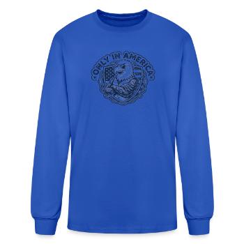 Only in America Eagle Emblem - Men's Long Sleeve T-Shirt - royal blue - Front