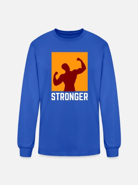 Bold muscular silhouette with Stronger text - Men's Long Sleeve T-Shirt - royal blue