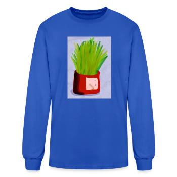 Vibrant Grass in Red Pot - Men's Long Sleeve T-Shirt - royal blue - Front