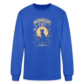 Midnight Cat Tshirt - Men's Long Sleeve T-Shirt - royal blue - Front