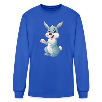 Dessin animé de Pâques avec un lapin bleu et un petit dessin animé - T-shirt à manches longues Homme - bleu roi - Devant