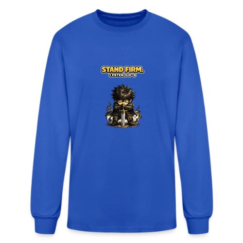 Stand Firm Chibi Warrior | 1 Peter 5:8-9 - Men's Long Sleeve T-Shirt