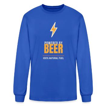 Powered By Beer - Funny Beer Lover Drinking Shirt - Men's Long Sleeve T-Shirt - royal blue - Front