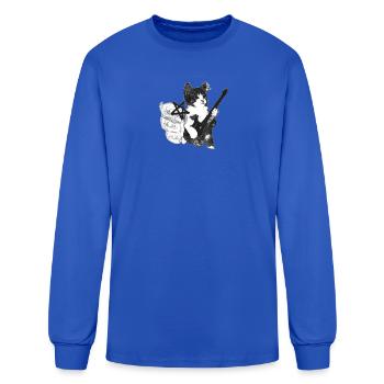 Cat Rock Star Wings Guitar - Men's Long Sleeve T-Shirt - royal blue - Front