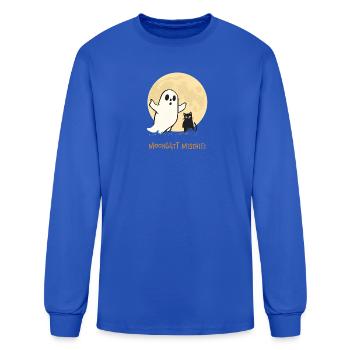 Spooky Ghost and Black Cat Halloween Design - Men's Long Sleeve T-Shirt - royal blue - Front
