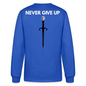 Never Give Up Dagger Motivation - Men's Long Sleeve T-Shirt - royal blue - Back