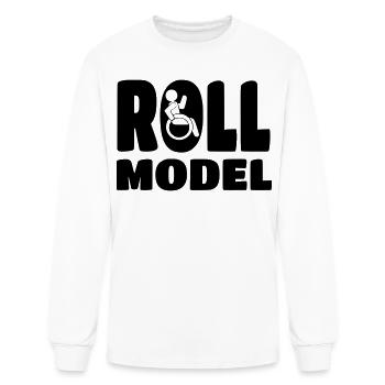 Every wheelchair user is a Roll Model # - Men's Long Sleeve T-Shirt - white - Front