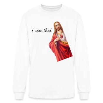 Sacred Heart Portrait on Red Robe - Men's Long Sleeve T-Shirt - white - Front