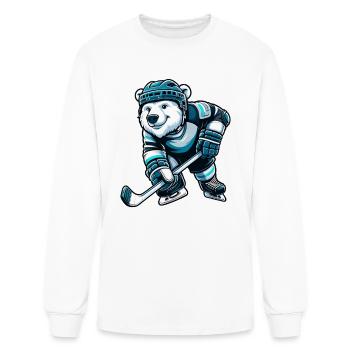 Bear polar bear ice skate hockey ice hockey - Men's Long Sleeve T-Shirt - white - Front
