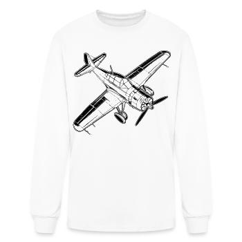 Propeller Aircraft Line Art - Men's Long Sleeve T-Shirt - white - Front