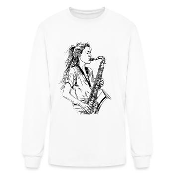 Saxophone Girl Sketch - Men's Long Sleeve T-Shirt - white - Front