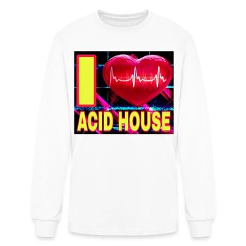 I LOVE ACID HOUSE YELLOW FONTS - Men's Long Sleeve T-Shirt - white - Front