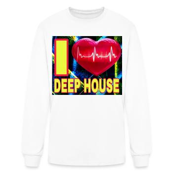 I LOVE DEEP HOUSE YELLOW FONTS - Men's Long Sleeve T-Shirt - white - Front