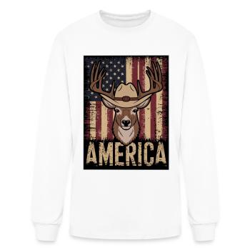 Deer Hunting American. - Men's Long Sleeve T-Shirt - white - Front