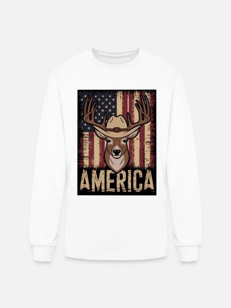 Deer Hunting American. - Men's Long Sleeve T-Shirt - white