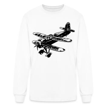 Propeller Aircraft Graphic - Men's Long Sleeve T-Shirt - white - Front
