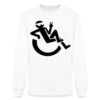 Image of relaxed wheelchair user # - Men's Long Sleeve T-Shirt - white - Front