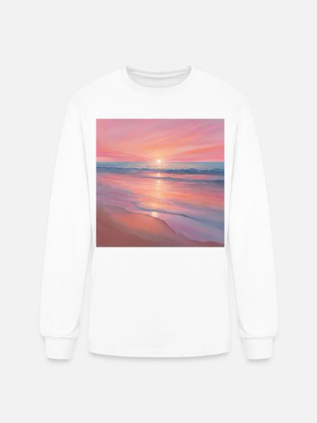 Pink Sunset Ocean Scene - Men's Long Sleeve T-Shirt - white
