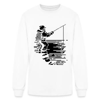 Fishing Pixel Graphic - Men's Long Sleeve T-Shirt - white - Front