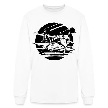 Propeller Aircraft Drawing - Men's Long Sleeve T-Shirt - white - Front