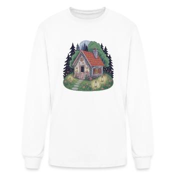 Whimsical Cottage Under Moonlight - Men's Long Sleeve T-Shirt - white - Front