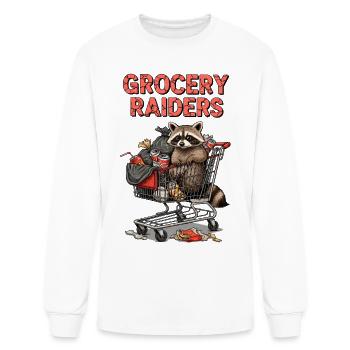 Grocery Raider Raccoon Design - Men's Long Sleeve T-Shirt - white - Front